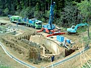 大沼川上流部の調整池の工事