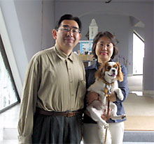 宿泊したホテルでの家族写真