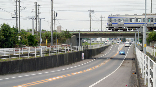 国道２９３号常磐線アンダーパスの被害現場