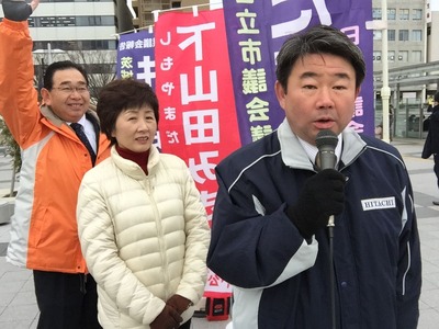 ＪＲ日立駅での議会報告