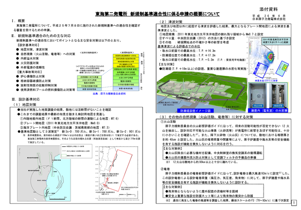 東海第二発電所　新規制基準適合性に係る申請の概要についてページ_1