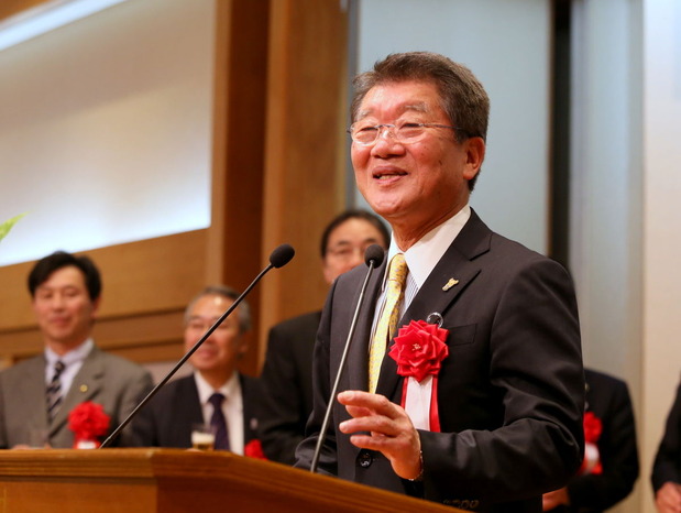 中川清土浦市長による乾杯の発声