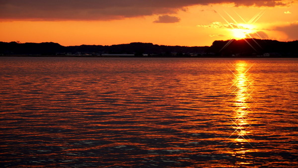 北浦に沈む夕陽