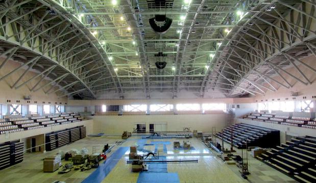 池の川さくらアリーナの建設状況