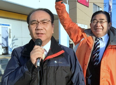 ＪＲ大みか駅前での議会報告
