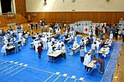 避難所に指定された東海村総合体育館