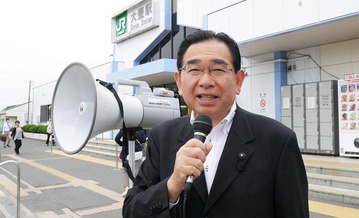 ＪＲ大甕駅前での県議会報告