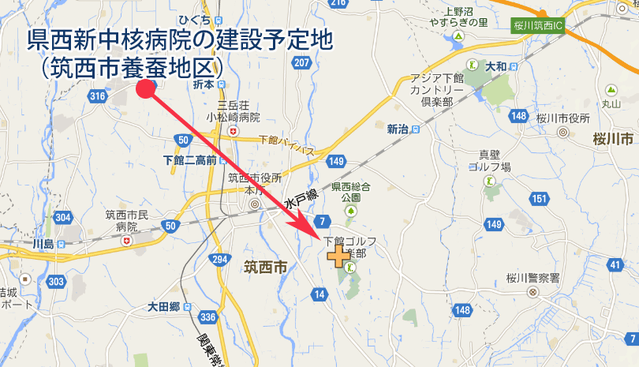 建設予定地付近の地図