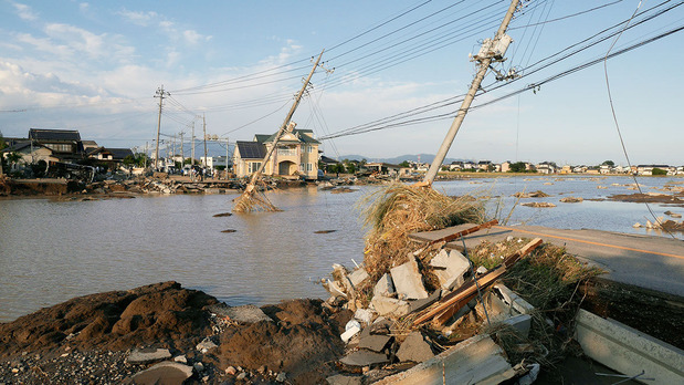 常総市三坂町の決壊現場（2015/9/12）