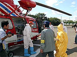 千葉県の防災ヘリコプターで被爆者を搬送
